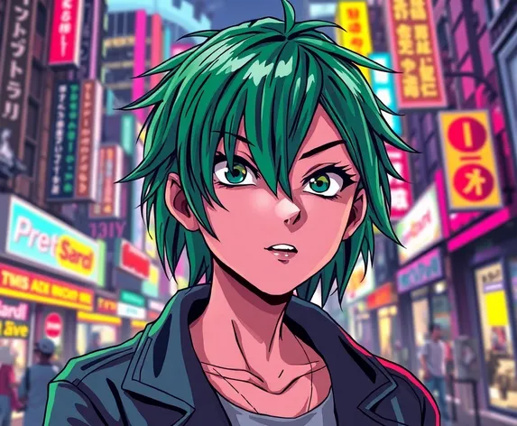 green haired anime guy