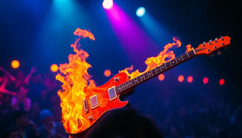 fire flaming guitar background