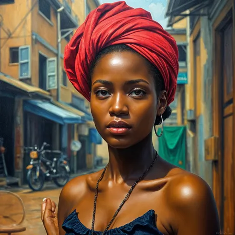 oil painting, portrait, African