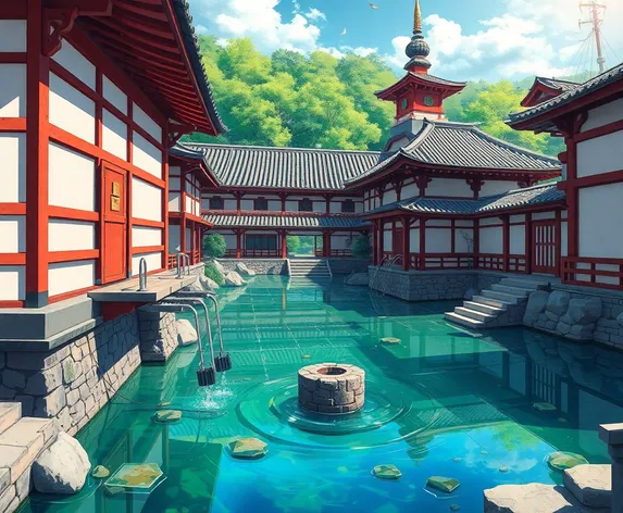 anime art water well