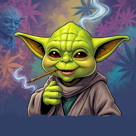 super happy yoda smoking