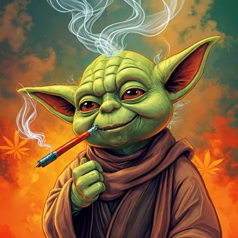 super happy yoda smoking