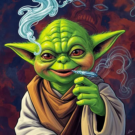 super happy yoda smoking