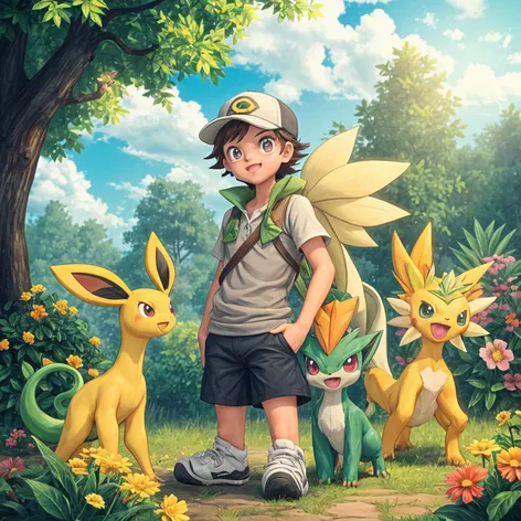 Pokemon trainer with Bayleef,