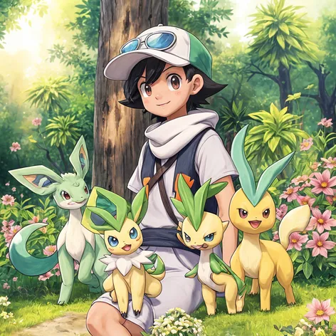 Pokemon trainer with Bayleef,