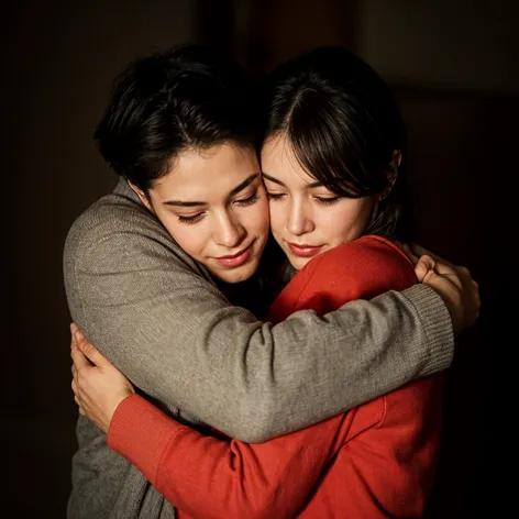 two people hug