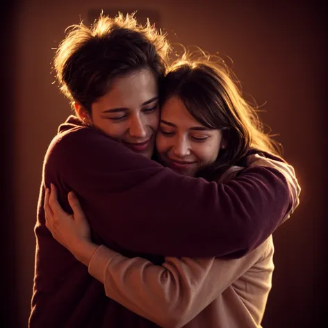 two people hug