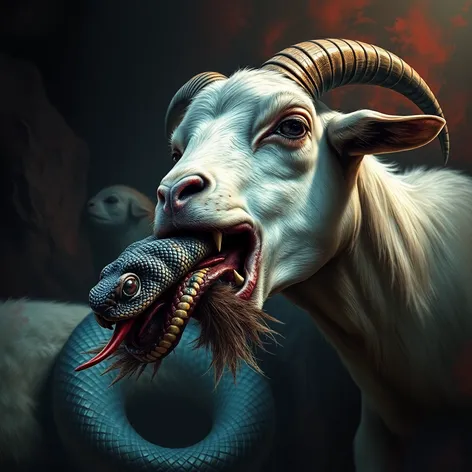 snake eating goat