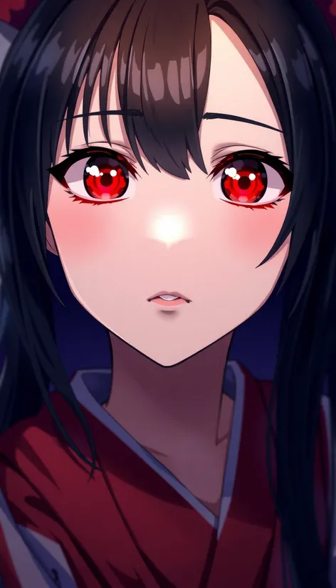 black hair red eyes