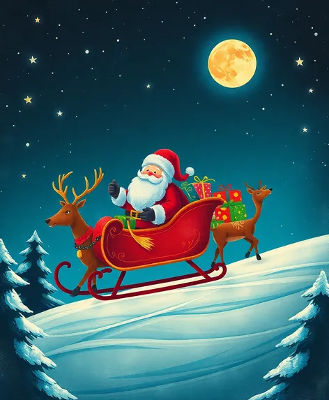 santa sleigh drawing