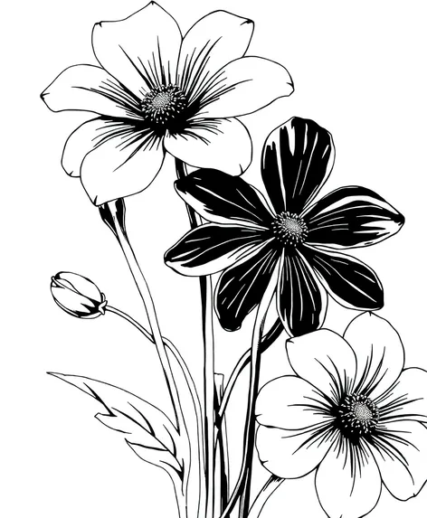 black and white flowers