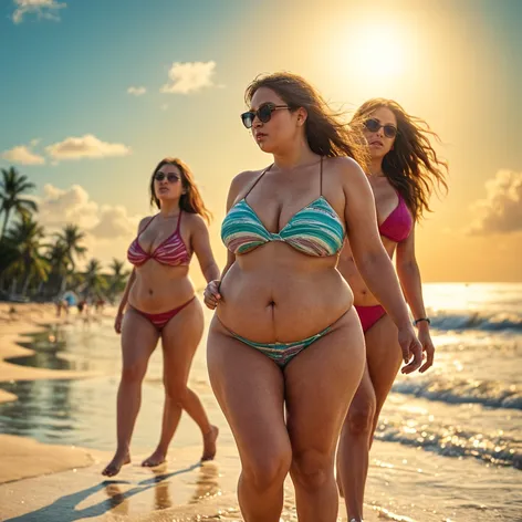 obese women walking on