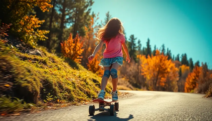 girl roller skating downhill