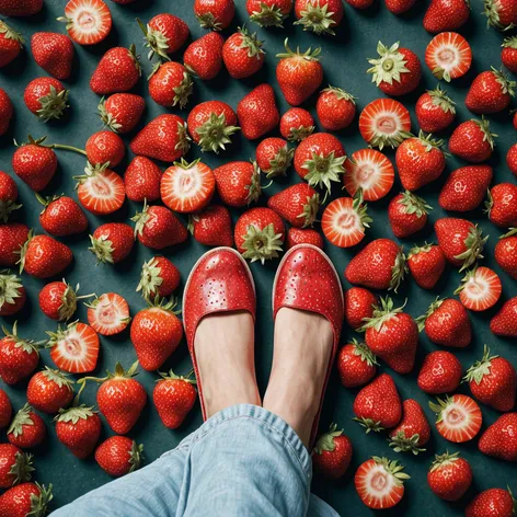 Feet in strawberries