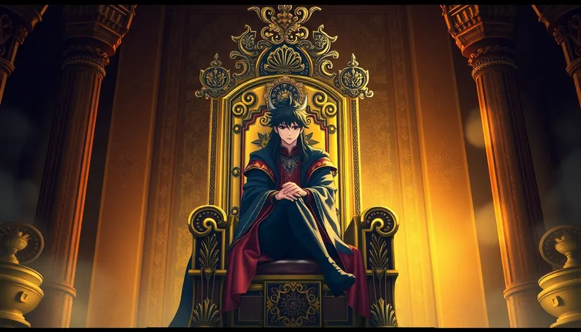 anime sitting on throne