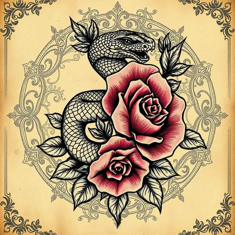 snake and rose tattoo