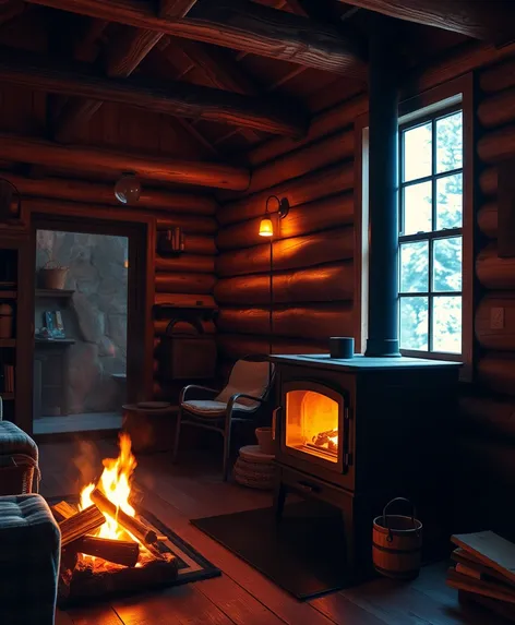 wood burning stove overhead