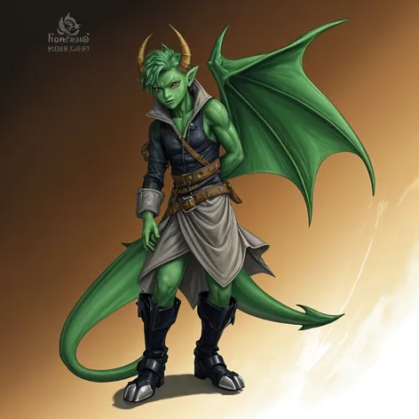 Anthro green male dragon