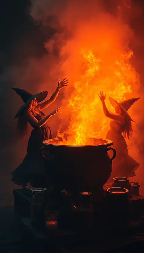 witches dancing around fire