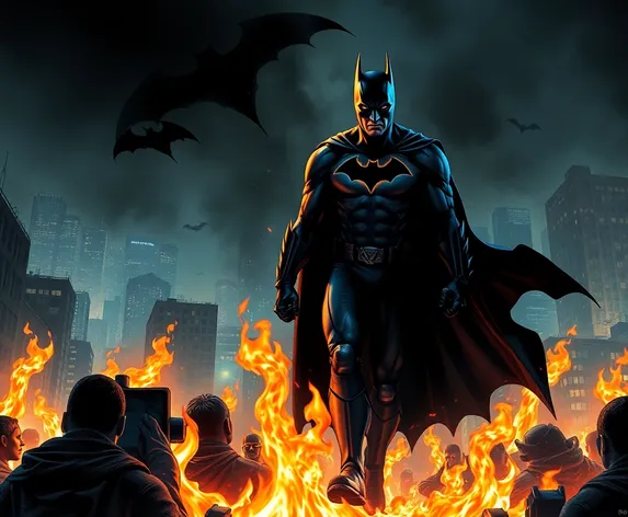 batman walking through fire