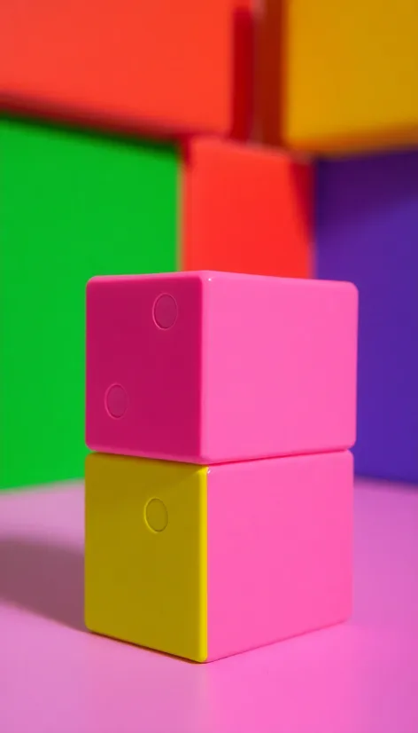 cube toy pink blue