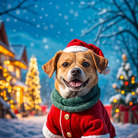 Dog in Christmas outfit