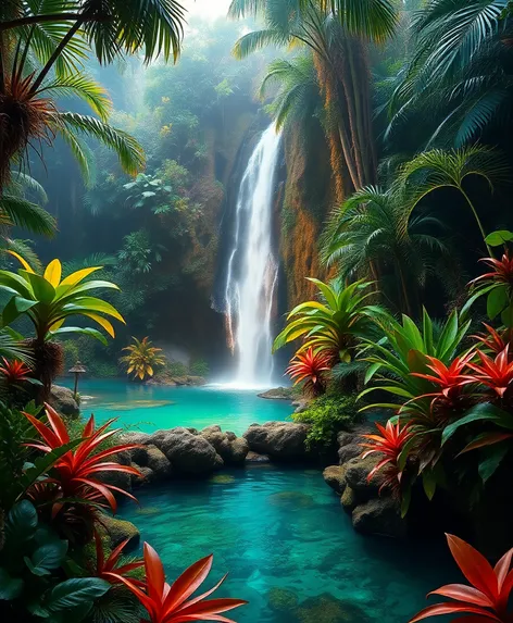 beautiful jungle oasis with