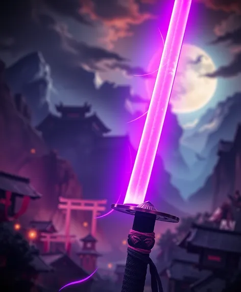 glowing purple katana