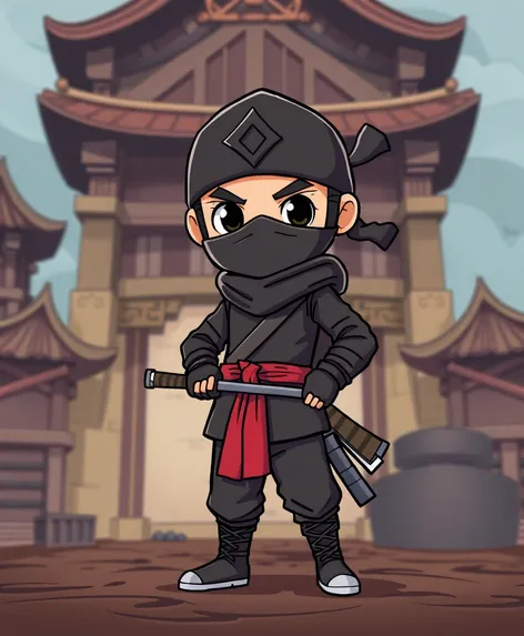 ninja cartoon standing gaurd