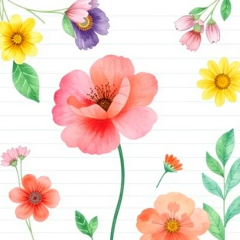 lined paper with flowers