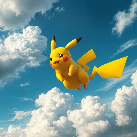 realistic golden pikachu flying