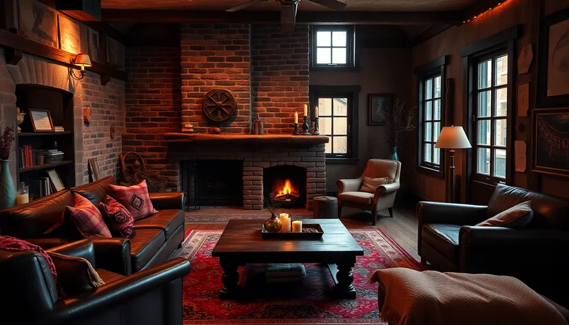 black brick fireplace