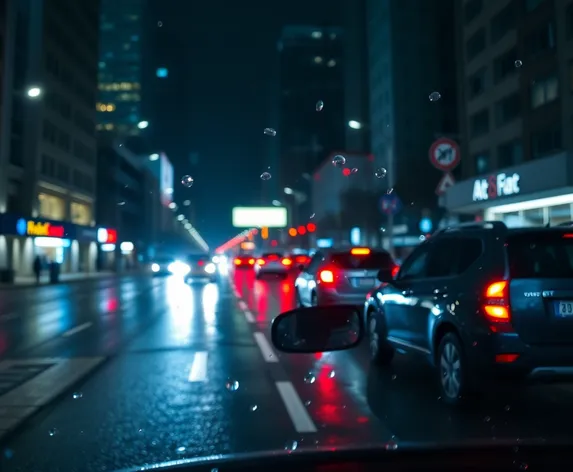 4k rainy car image