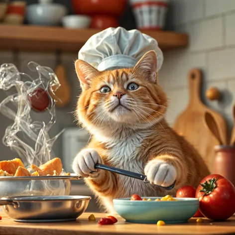 generate cat video cookin