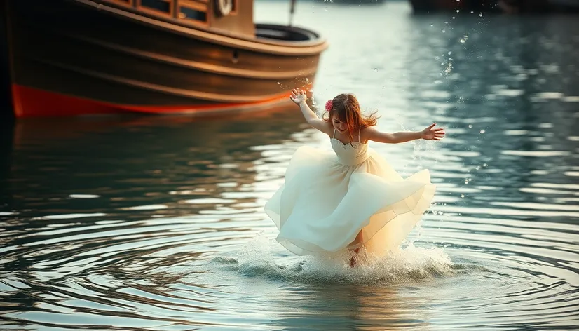 girl falling in water