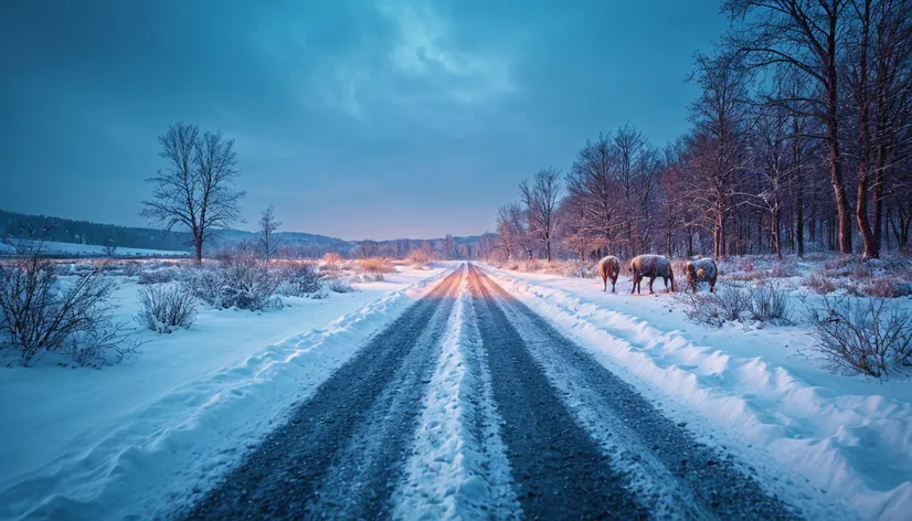 feather snow road