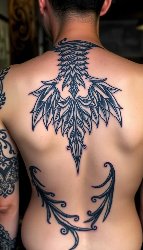 raven back tattoo