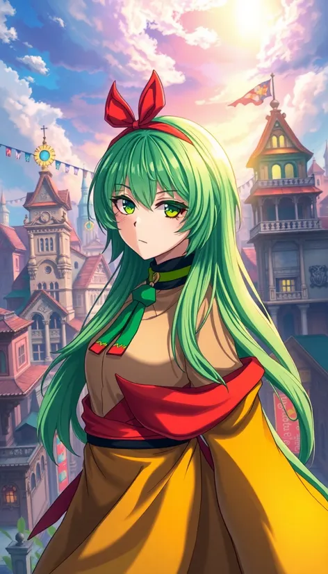 green haired anime character