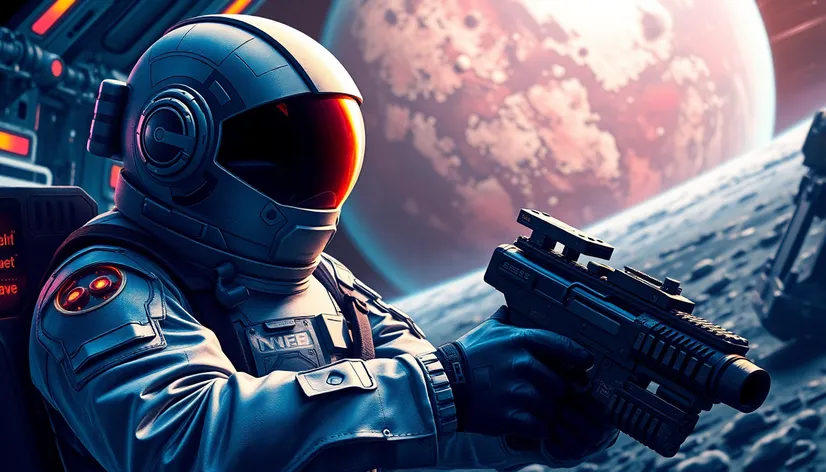 astronauta con un arma