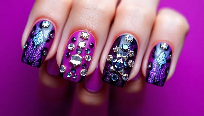 nail designs on purple