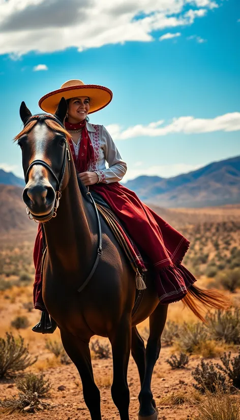 mujer charro en caballo