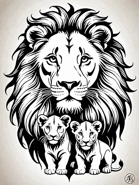 lion family tattoo