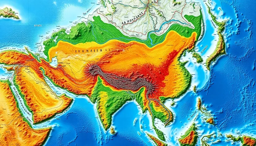 asia physical map