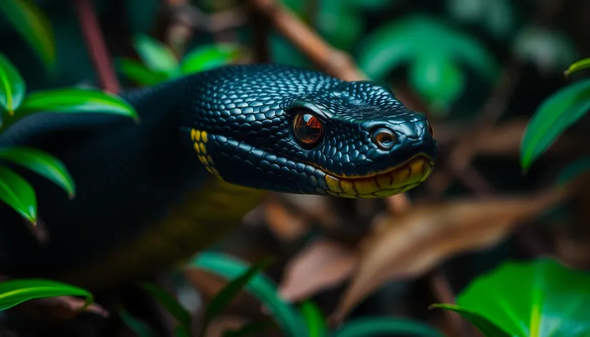 dark snake with yellow