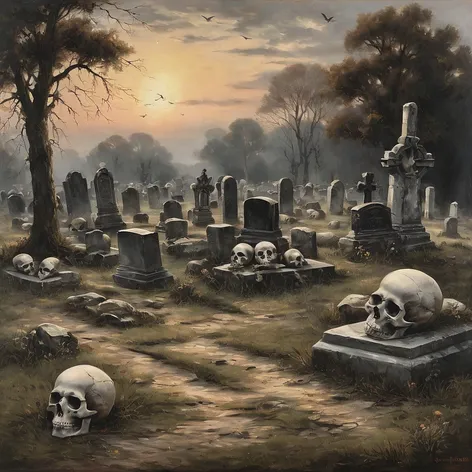 skulls and grave yard