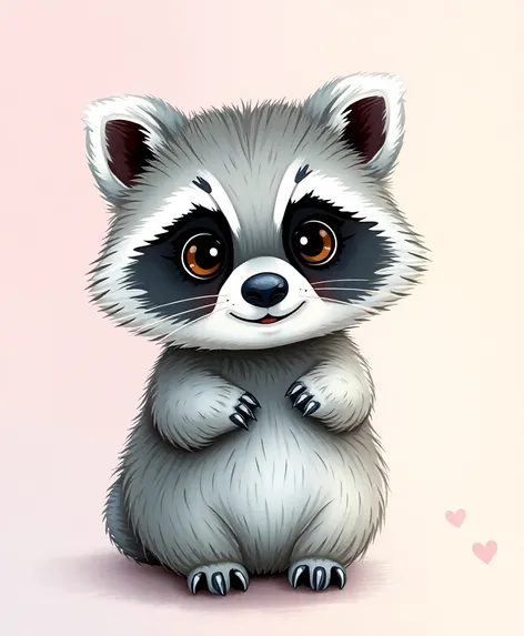 kawaii cute raccoon drawing