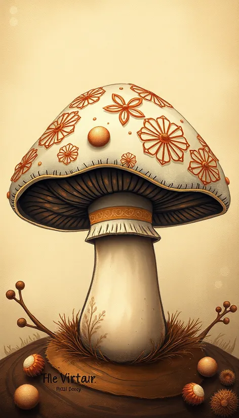 vintage mushroom drawing