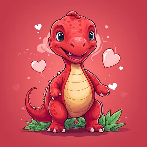 Cartoon red apatosaurus with