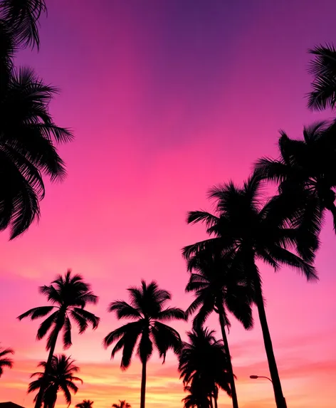 pink sunset palm trees