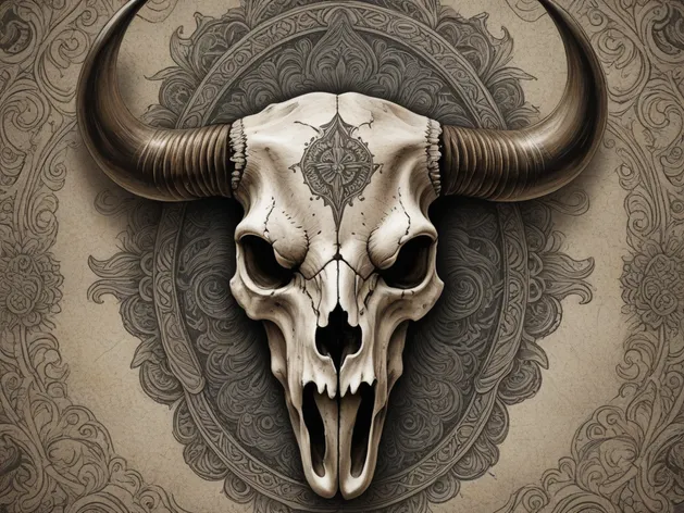 bison skull tattoo